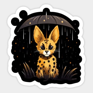 Serval Rainy Day With Umbrella Sticker